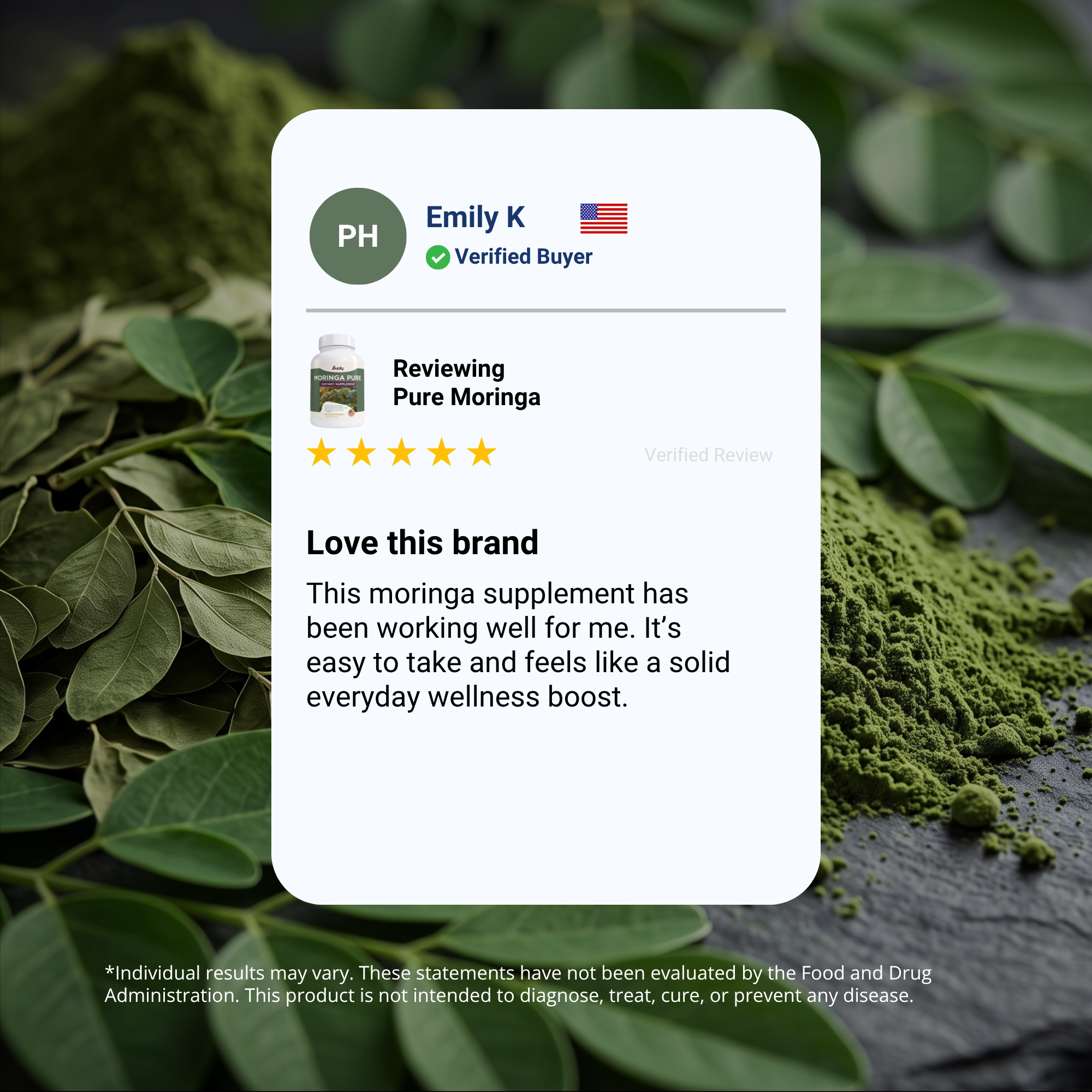 Moringa Oleifera Leaf Capsules for Energy & Focus
