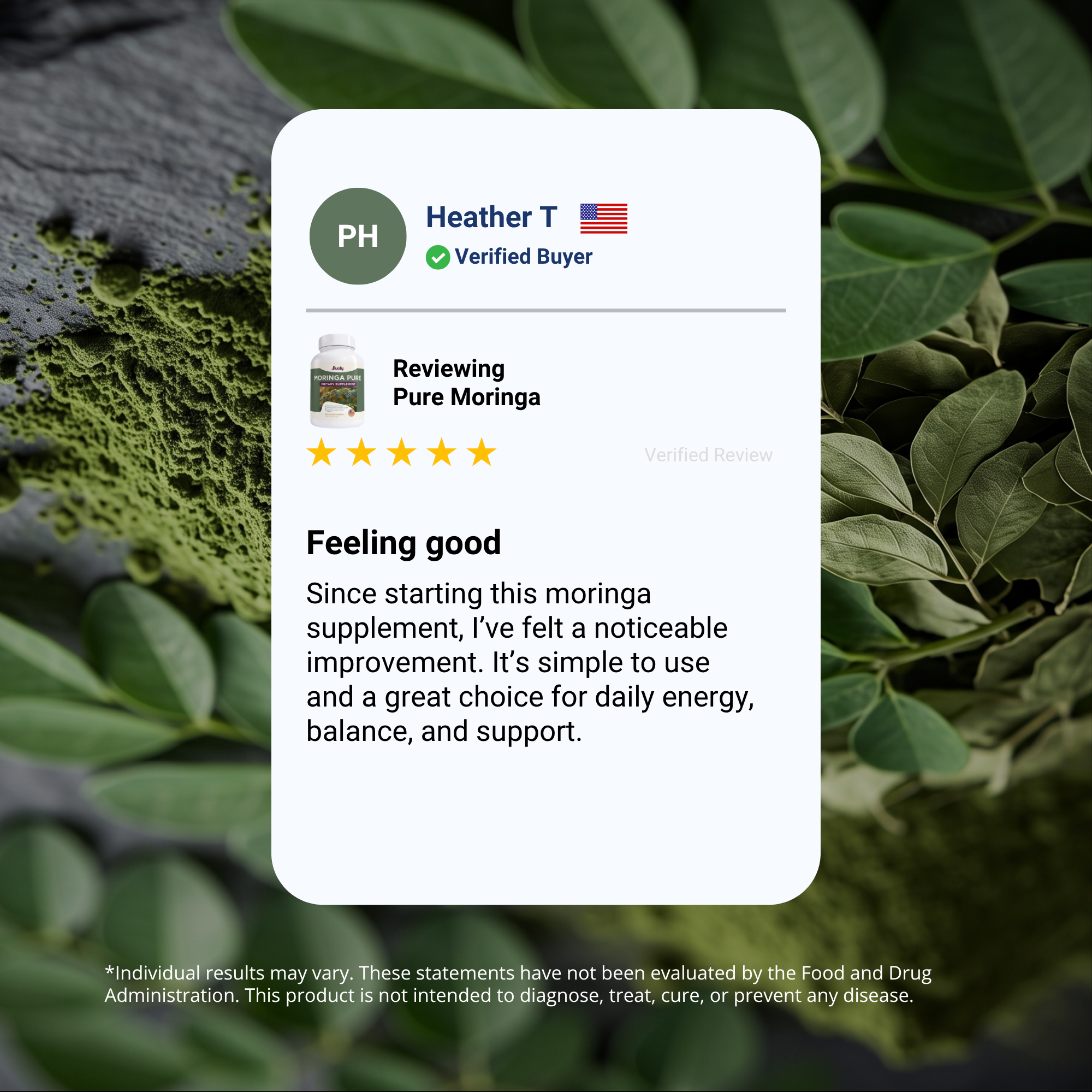 Moringa Oleifera Leaf Capsules for Energy & Focus