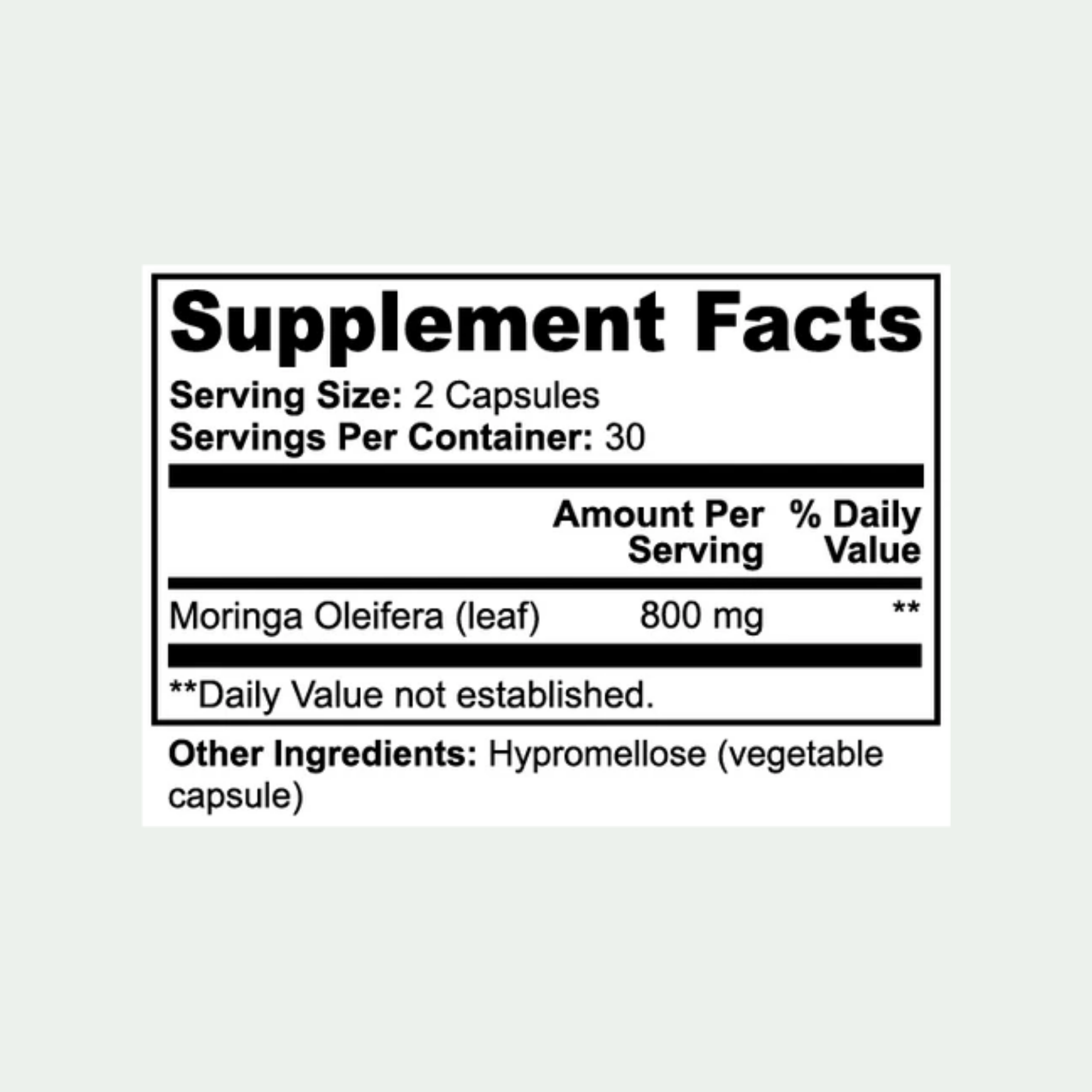 Moringa Oleifera Leaf Capsules for Energy & Focus