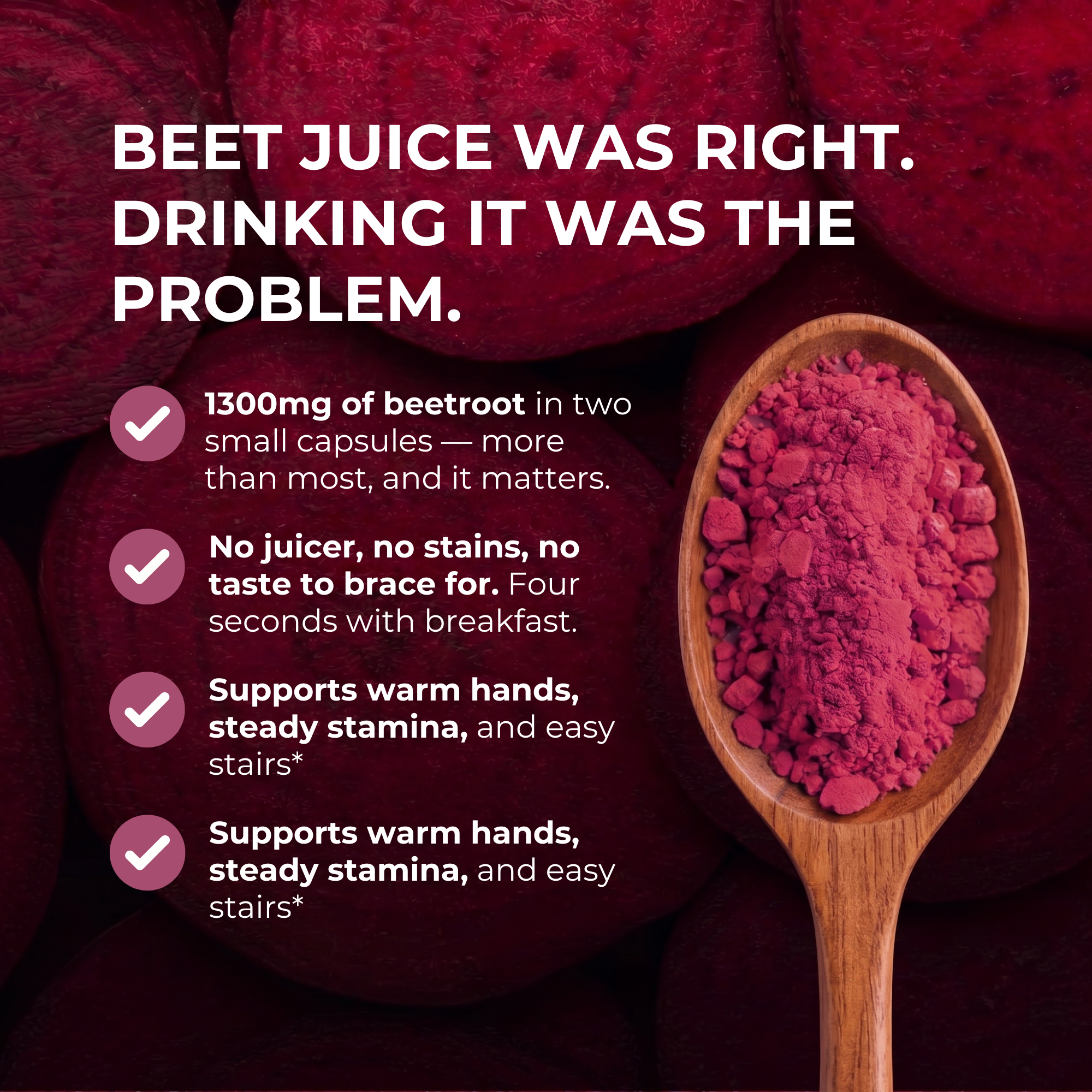 Organic Beetroot Capsules for Blood Flow & Circulation